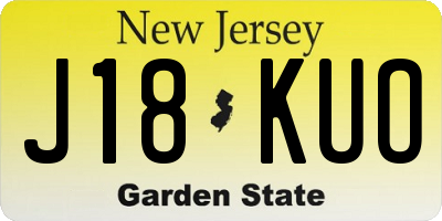 NJ license plate J18KUO