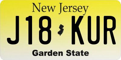 NJ license plate J18KUR