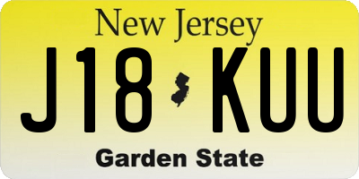 NJ license plate J18KUU