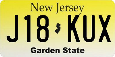 NJ license plate J18KUX