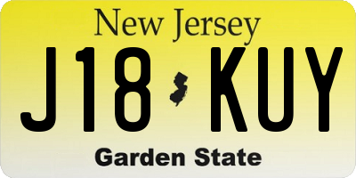 NJ license plate J18KUY
