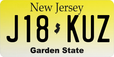 NJ license plate J18KUZ