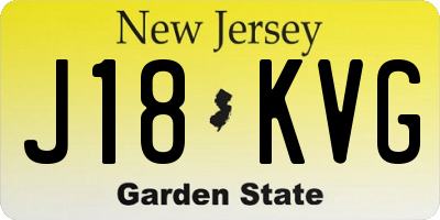 NJ license plate J18KVG