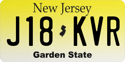 NJ license plate J18KVR