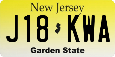 NJ license plate J18KWA