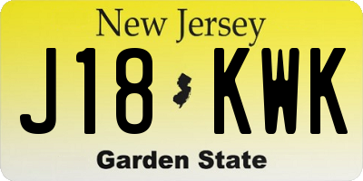 NJ license plate J18KWK