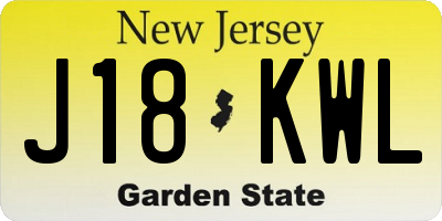 NJ license plate J18KWL