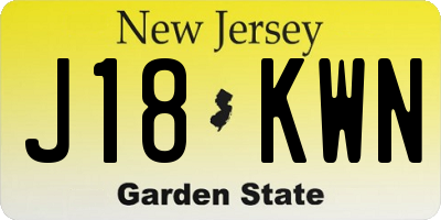 NJ license plate J18KWN