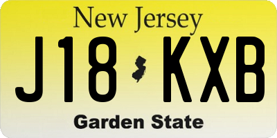 NJ license plate J18KXB