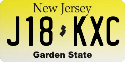 NJ license plate J18KXC