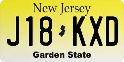 NJ license plate J18KXD