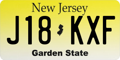 NJ license plate J18KXF
