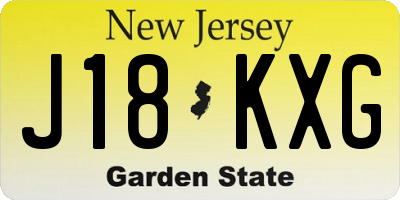 NJ license plate J18KXG