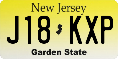 NJ license plate J18KXP
