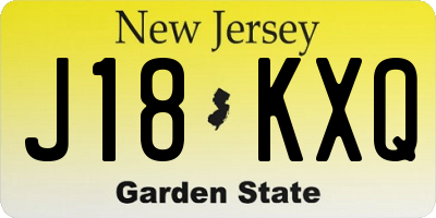 NJ license plate J18KXQ