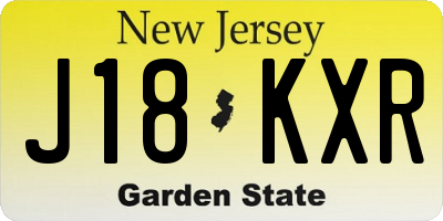 NJ license plate J18KXR