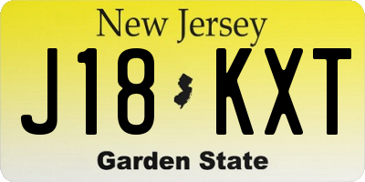 NJ license plate J18KXT