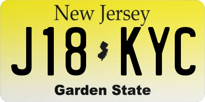 NJ license plate J18KYC
