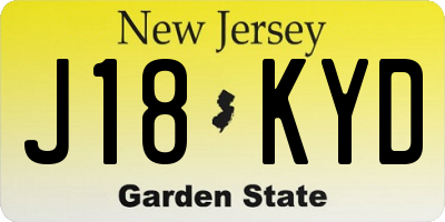 NJ license plate J18KYD