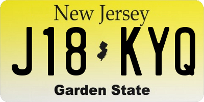 NJ license plate J18KYQ