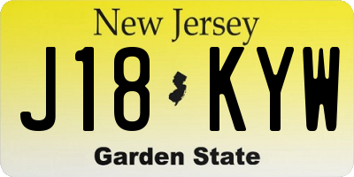 NJ license plate J18KYW