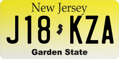 NJ license plate J18KZA