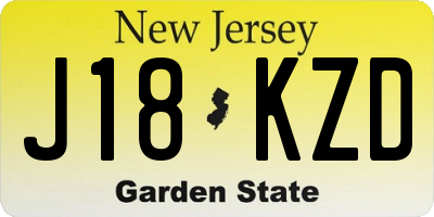 NJ license plate J18KZD