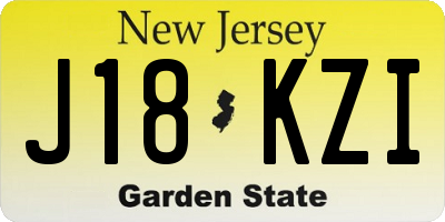 NJ license plate J18KZI