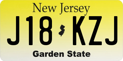 NJ license plate J18KZJ