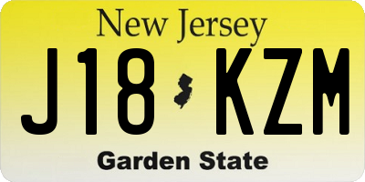 NJ license plate J18KZM