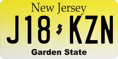 NJ license plate J18KZN