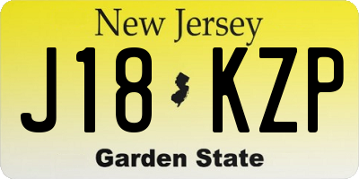 NJ license plate J18KZP