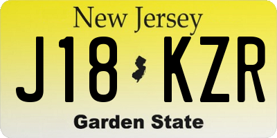 NJ license plate J18KZR