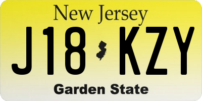NJ license plate J18KZY