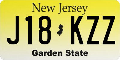 NJ license plate J18KZZ
