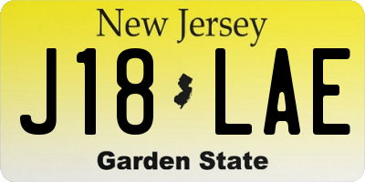 NJ license plate J18LAE