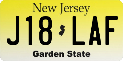 NJ license plate J18LAF