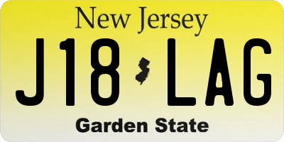 NJ license plate J18LAG