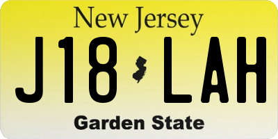 NJ license plate J18LAH