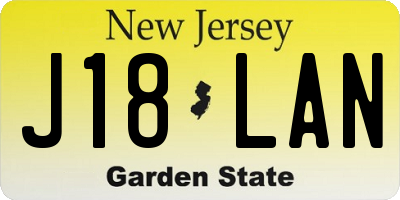 NJ license plate J18LAN