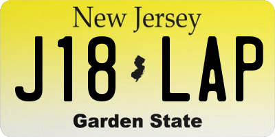 NJ license plate J18LAP