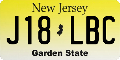 NJ license plate J18LBC