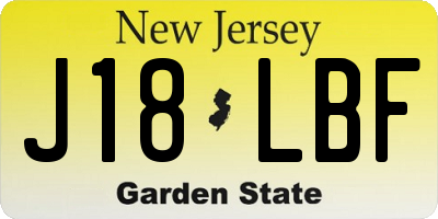NJ license plate J18LBF