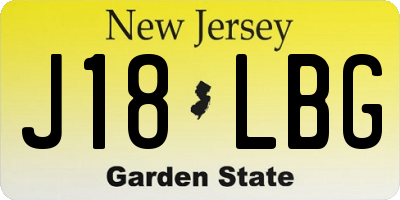 NJ license plate J18LBG