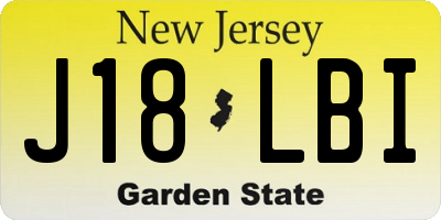 NJ license plate J18LBI