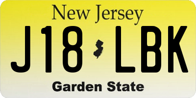 NJ license plate J18LBK