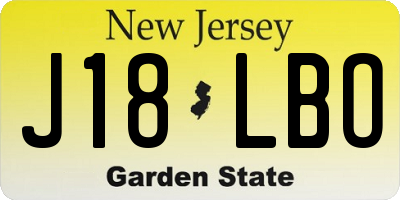 NJ license plate J18LBO