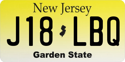 NJ license plate J18LBQ