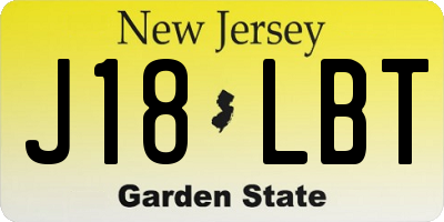 NJ license plate J18LBT