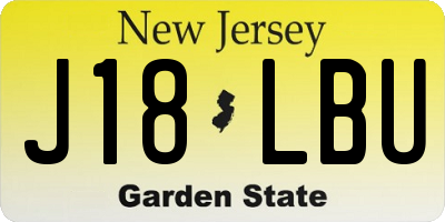 NJ license plate J18LBU